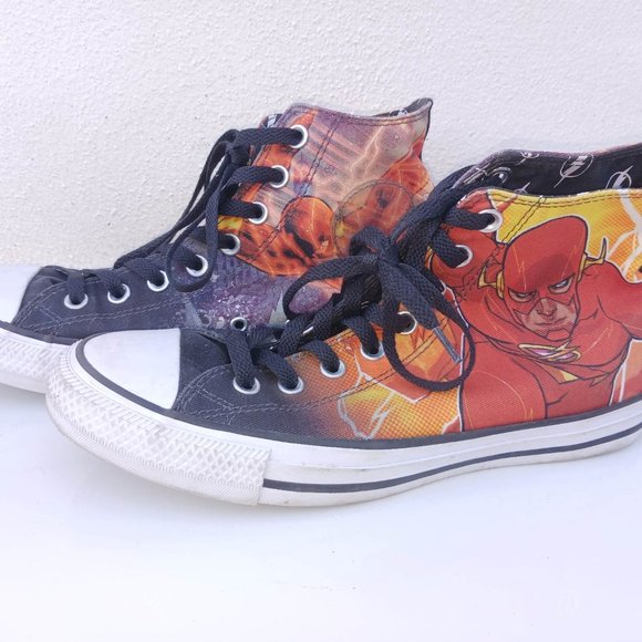 Converse Flash Men's Size 7 Black Red White High Cut Laced Shoes - Picture 3 of 15